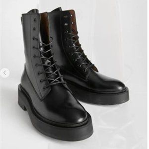 & Other Stories Chunky Platform Leather Boots - Size 6